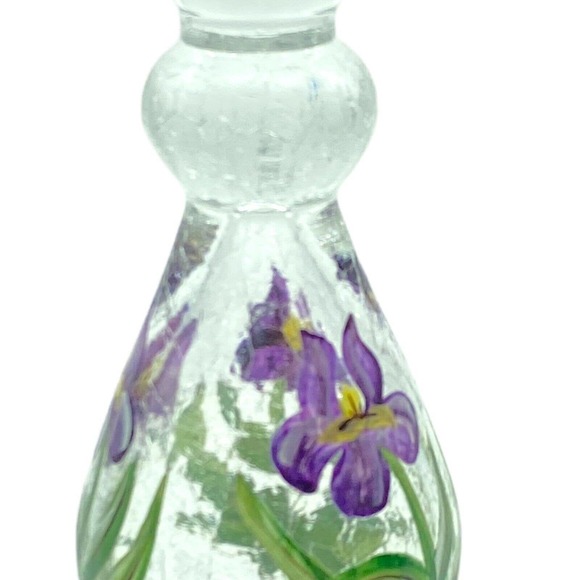 Vintage Fifth Avenue Crystal taper to 3" Candle Holder Romania Iris Flower 9" - Picture 2 of 10